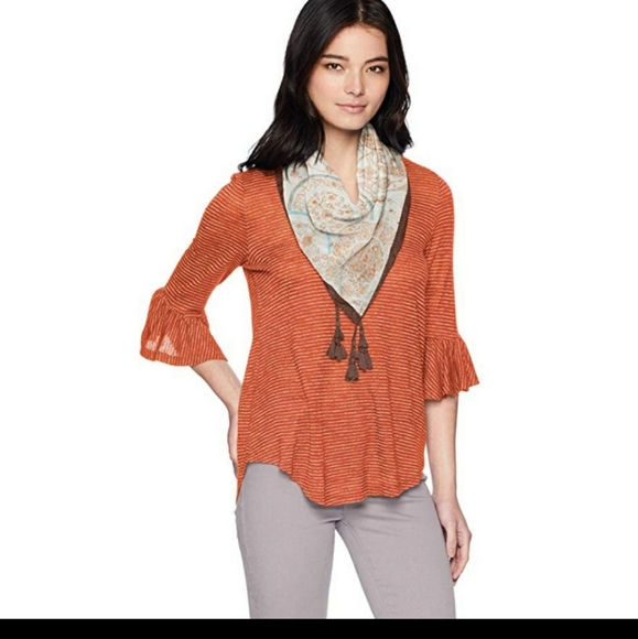 ONEWORLD Blouse with Tassel Scarf NWT - Picture 4 of 7